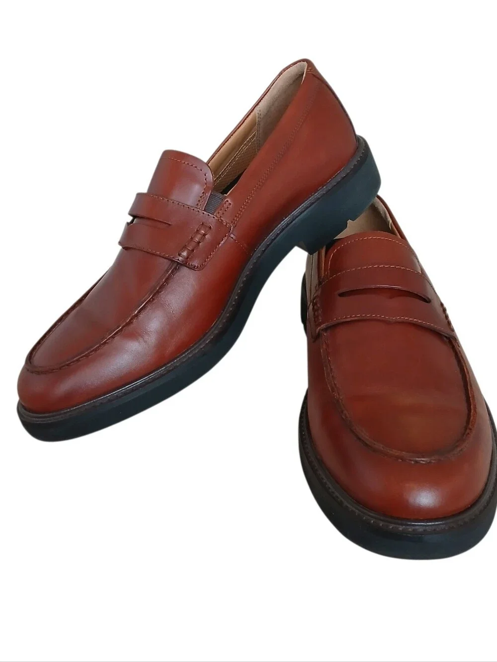 ECCO Metropole London Leather Penny Loafers in Cognac Men's 10.5 Denmark Preppy